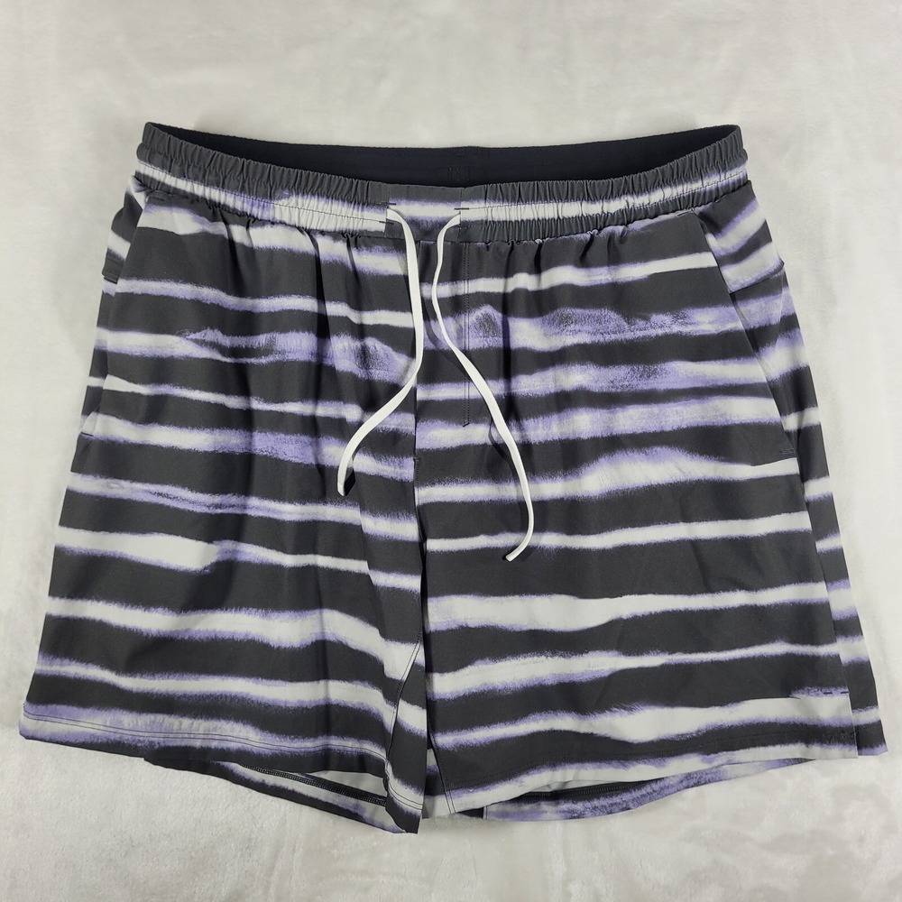 Lululemon Pool Shorts Mens' XL Watercolor‎ Stripe Lined Swim Trunks Beach 7"